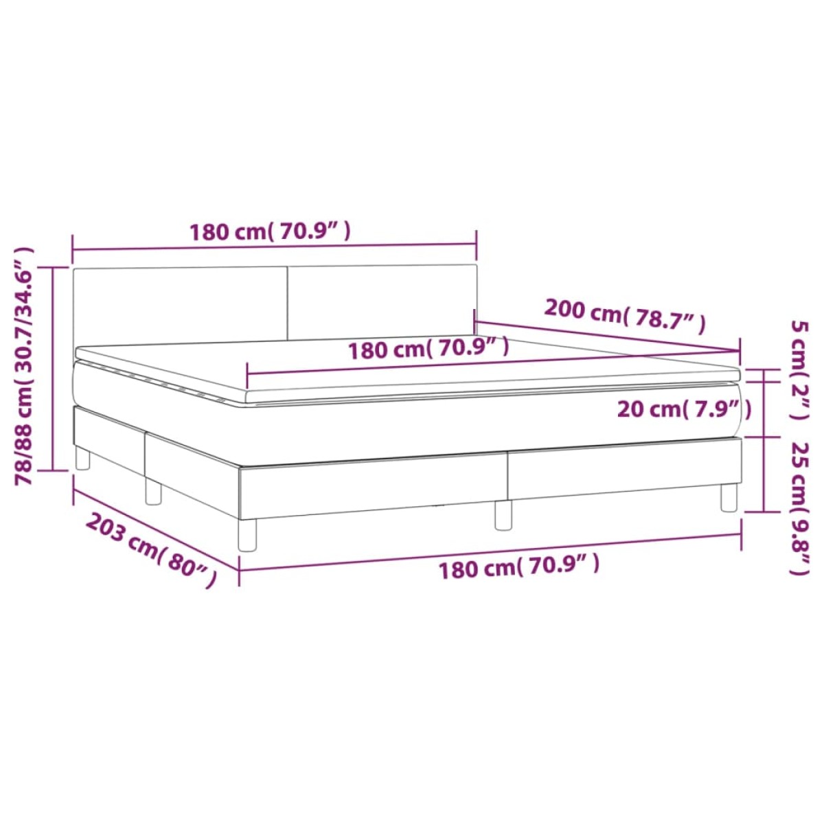 vidaXL Κρεβάτι Boxspring με Στρώμα Κρεμ 180x200 εκ. Συνθετικό Δέρμα