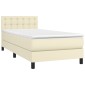 vidaXL Κρεβάτι Boxspring με Στρώμα Κρεμ 90x190 εκ. από Συνθετικό Δέρμα