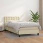 vidaXL Κρεβάτι Boxspring με Στρώμα Κρεμ 90x190 εκ. από Συνθετικό Δέρμα