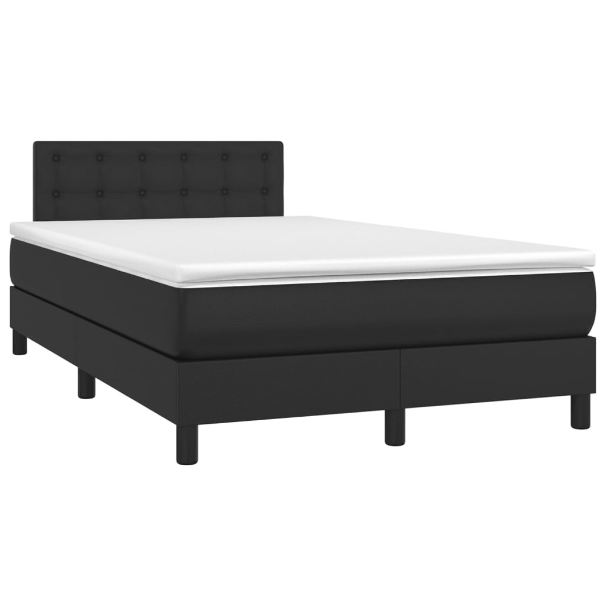 vidaXL Κρεβάτι Boxspring με Στρώμα Μαύρο 120 x 200 εκ. Συνθετικό Δέρμα
