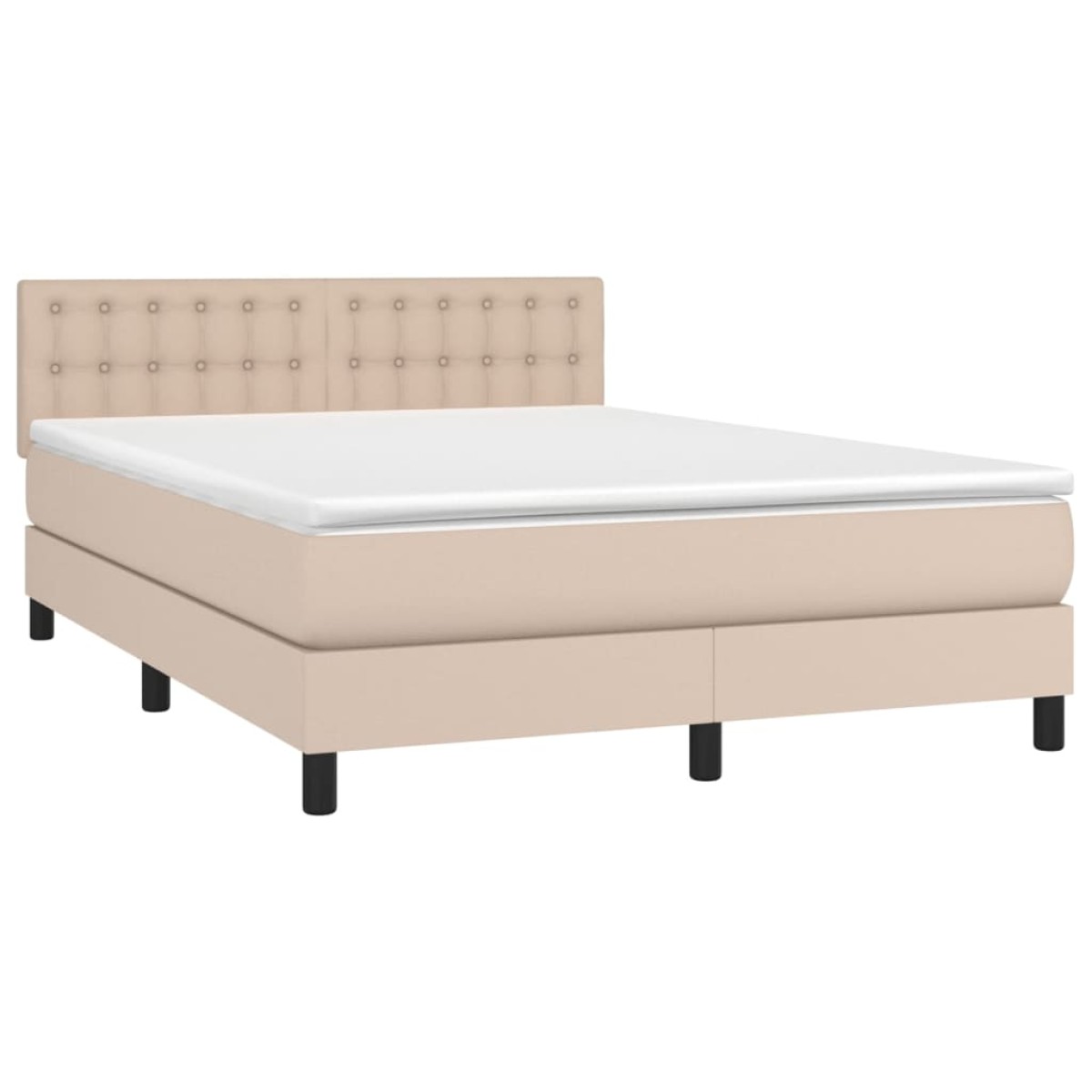 vidaXL Κρεβάτι Boxspring με Στρώμα Καπουτσίνο 140x190εκ.από Συνθ.Δέρμα
