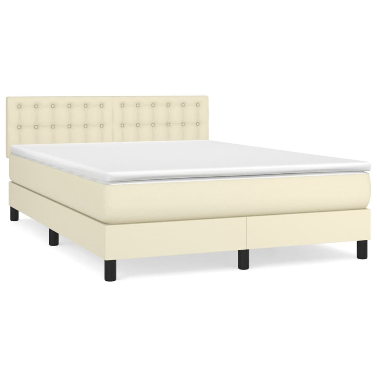 vidaXL Κρεβάτι Boxspring με Στρώμα Κρεμ 140x200εκ. από Συνθετικό Δέρμα