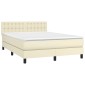 vidaXL Κρεβάτι Boxspring με Στρώμα Κρεμ 140x200εκ. από Συνθετικό Δέρμα