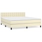 vidaXL Κρεβάτι Boxspring με Στρώμα Κρεμ 180x200 εκ. Συνθετικό Δέρμα