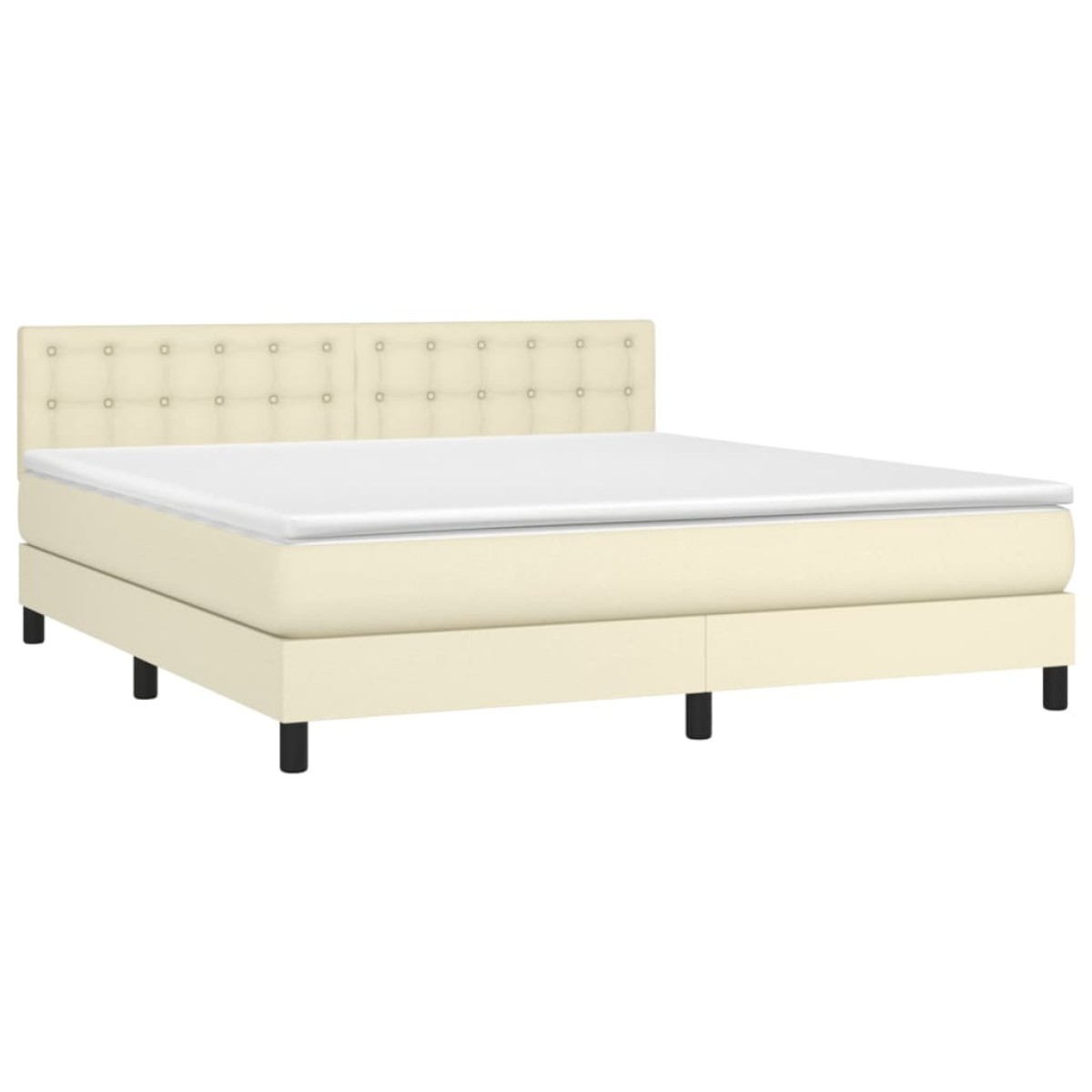 vidaXL Κρεβάτι Boxspring με Στρώμα Κρεμ 180x200 εκ. Συνθετικό Δέρμα