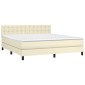 vidaXL Κρεβάτι Boxspring με Στρώμα Κρεμ 180x200 εκ. Συνθετικό Δέρμα