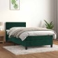 vidaXL Κρεβάτι Boxspring με Στρώμα Σκούρο Πράσινο 90x190 εκ. Βελούδινο