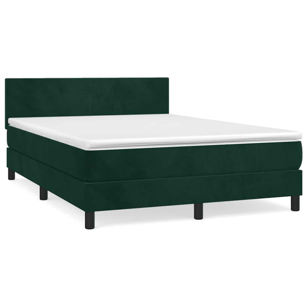 vidaXL Κρεβάτι Boxspring με Στρώμα Σκούρο Πράσινο 140x190εκ. Βελούδινο