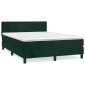 vidaXL Κρεβάτι Boxspring με Στρώμα Σκούρο Πράσινο 140x190εκ. Βελούδινο