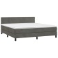 vidaXL Κρεβάτι Boxspring με Στρώμα Σκούρο Γκρι 160x200 εκ. Βελούδινο