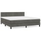 vidaXL Κρεβάτι Boxspring με Στρώμα Σκούρο Γκρι 180x200 εκ. Βελούδινο