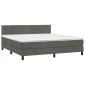 vidaXL Κρεβάτι Boxspring με Στρώμα Σκούρο Γκρι 180x200 εκ. Βελούδινο