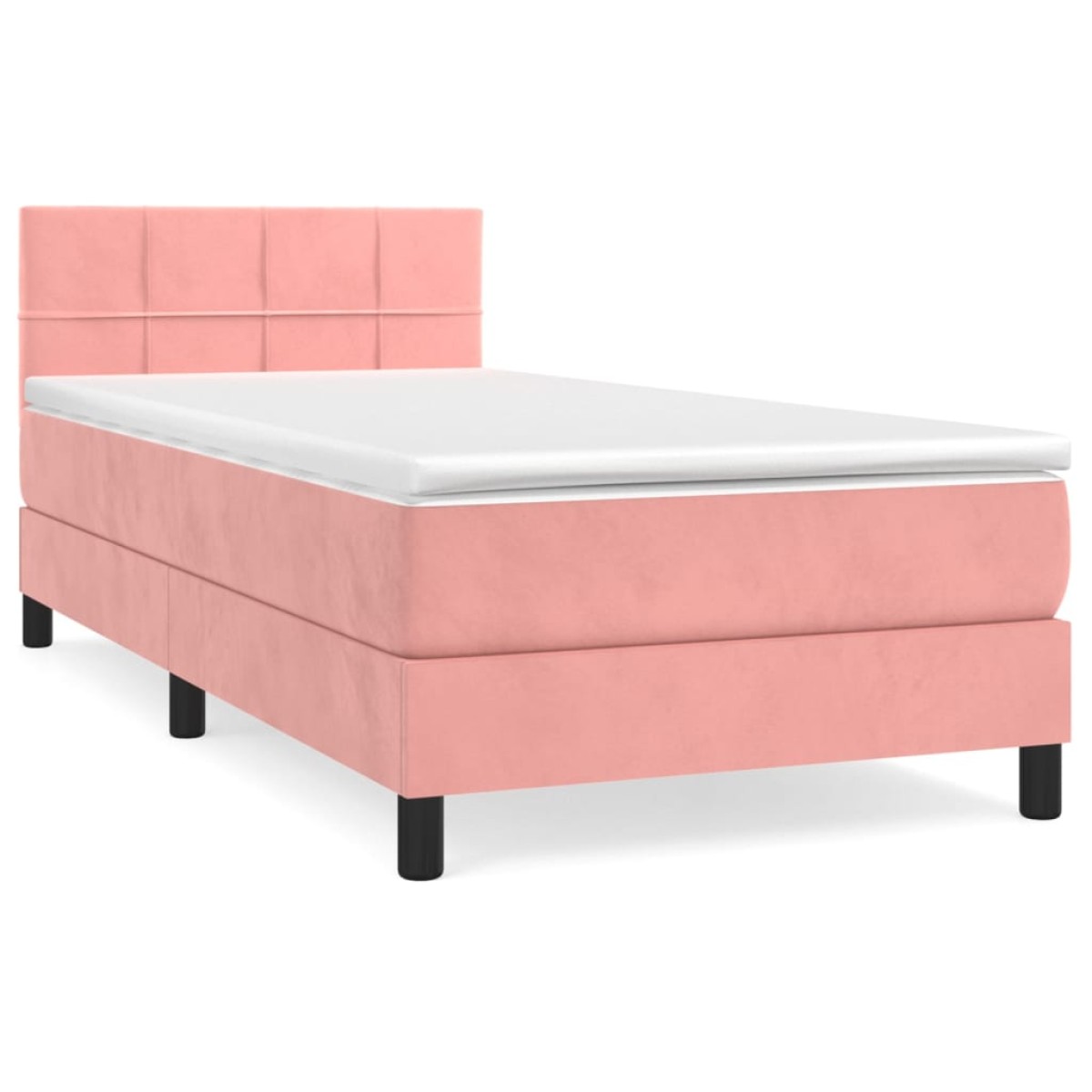 vidaXL Κρεβάτι Boxspring με Στρώμα Ροζ 90x190 εκ. Βελούδινο