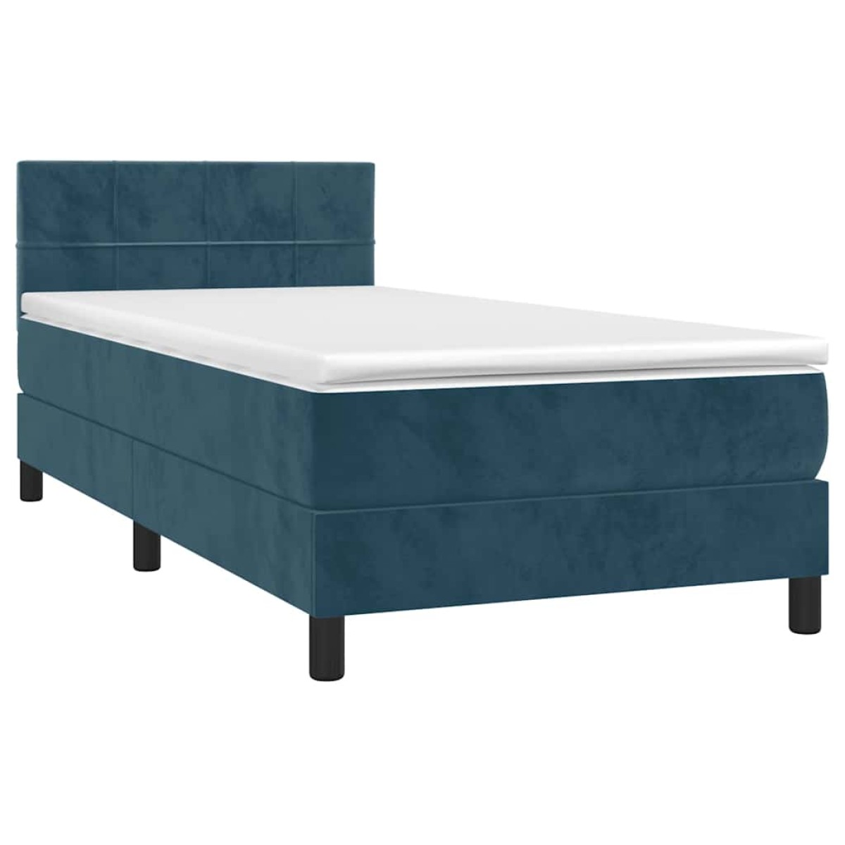 vidaXL Κρεβάτι Boxspring με Στρώμα Σκούρο Μπλε 100x200 εκ. Βελούδινο