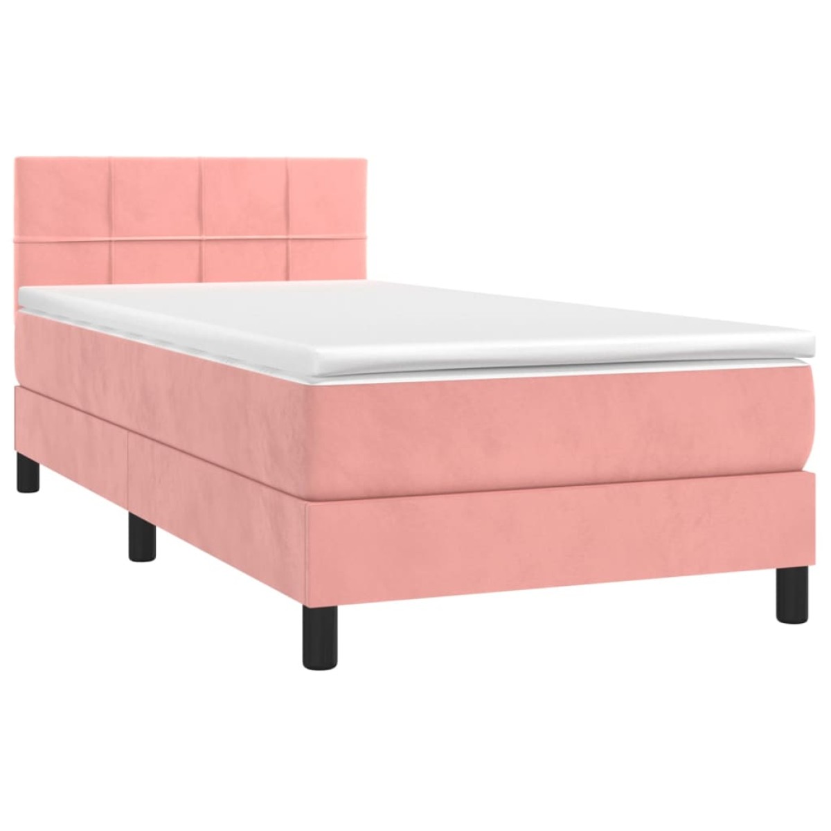 vidaXL Κρεβάτι Boxspring με Στρώμα Ροζ 100x200 εκ. Βελούδινο