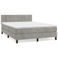 vidaXL Κρεβάτι Boxspring με Στρώμα Ανοιχτό Γκρι 140x190 εκ. Βελούδινο