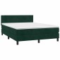 vidaXL Κρεβάτι Boxspring με Στρώμα Σκούρο Πράσινο 140x190εκ. Βελούδινο