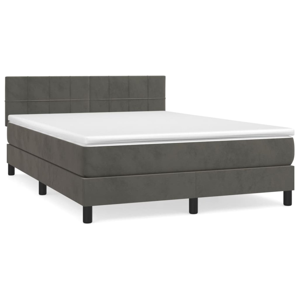 vidaXL Κρεβάτι Boxspring με Στρώμα Σκούρο Γκρι 140x200 εκ. Βελούδινο