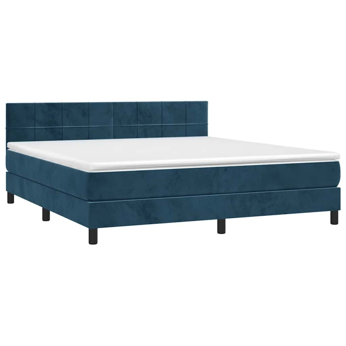 vidaXL Κρεβάτι Boxspring με Στρώμα Σκούρο Μπλε 180x200 εκ. Βελούδινο