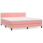 vidaXL Κρεβάτι Boxspring με Στρώμα Ροζ 180x200 εκ. Βελούδινο