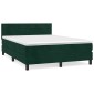 vidaXL Κρεβάτι Boxspring με Στρώμα Σκούρο Πράσινο 140x190εκ. Βελούδινο