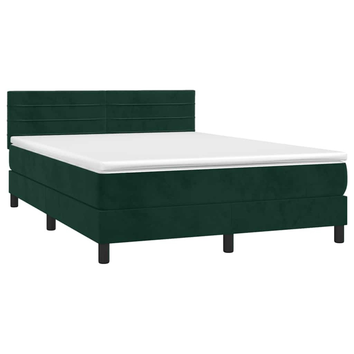 vidaXL Κρεβάτι Boxspring με Στρώμα Σκούρο Πράσινο 140x190εκ. Βελούδινο