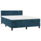 vidaXL Κρεβάτι Boxspring με Στρώμα Σκούρο Μπλε 140x190 εκ. Βελούδινο