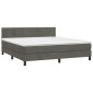 vidaXL Κρεβάτι Boxspring με Στρώμα Σκούρο Γκρι 160x200 εκ. Βελούδινο