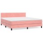 vidaXL Κρεβάτι Boxspring με Στρώμα Ροζ 180x200 εκ. Βελούδινο