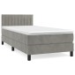 vidaXL Κρεβάτι Boxspring με Στρώμα Ανοιχτό Γκρι 90x190 εκ. Βελούδινο