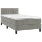 vidaXL Κρεβάτι Boxspring με Στρώμα Ανοιχτό Γκρι 90x190 εκ. Βελούδινο