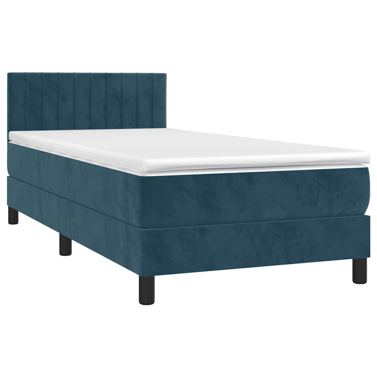 vidaXL Κρεβάτι Boxspring με Στρώμα Σκούρο Μπλε 90x190 εκ. Βελούδινο