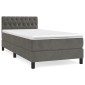 vidaXL Κρεβάτι Boxspring με Στρώμα Σκούρο Γκρι 90x200 εκ. Βελούδινο