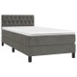 vidaXL Κρεβάτι Boxspring με Στρώμα Σκούρο Γκρι 90x200 εκ. Βελούδινο