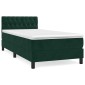 vidaXL Κρεβάτι Boxspring με Στρώμα Σκούρο Πράσινο 90x200 εκ. Βελούδινο