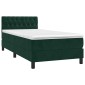 vidaXL Κρεβάτι Boxspring με Στρώμα Σκούρο Πράσινο 100x200εκ. Βελούδινο