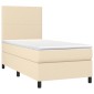 vidaXL Κρεβάτι Boxspring με Στρώμα Κρεμ 90x200 εκ.Υφασμάτινο