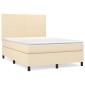 vidaXL Κρεβάτι Boxspring με Στρώμα Κρεμ 140x190 εκ. Υφασμάτινο