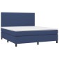 vidaXL Κρεβάτι Boxspring με Στρώμα Μπλε 160x200 εκ. Υφασμάτινο