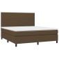 vidaXL Κρεβάτι Boxspring με Στρώμα Σκούρο Καφέ 180x200 εκ Υφασμάτινο