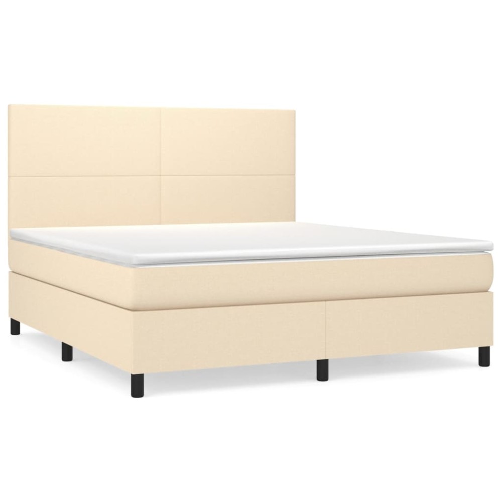 vidaXL Κρεβάτι Boxspring με Στρώμα Κρεμ 180x200 εκ. Υφασμάτινο