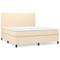 vidaXL Κρεβάτι Boxspring με Στρώμα Κρεμ 180x200 εκ. Υφασμάτινο