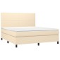 vidaXL Κρεβάτι Boxspring με Στρώμα Κρεμ 180x200 εκ. Υφασμάτινο