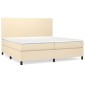 vidaXL Κρεβάτι Boxspring με Στρώμα Κρεμ 200x200 εκ. Υφασμάτινο