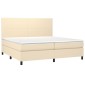 vidaXL Κρεβάτι Boxspring με Στρώμα Κρεμ 200x200 εκ. Υφασμάτινο