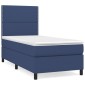 vidaXL Κρεβάτι Boxspring με Στρώμα Μπλε 90x200 εκ.Υφασμάτινο