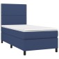 vidaXL Κρεβάτι Boxspring με Στρώμα Μπλε 90x200 εκ.Υφασμάτινο