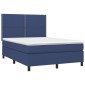vidaXL Κρεβάτι Boxspring με Στρώμα Μπλε 140x190 εκ. Υφασμάτινο