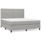 vidaXL Κρεβάτι Boxspring με Στρώμα Ανοιχτό Γκρι 180x200 εκ. Υφασμάτινο