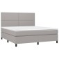 vidaXL Κρεβάτι Boxspring με Στρώμα Ανοιχτό Γκρι 180x200 εκ. Υφασμάτινο